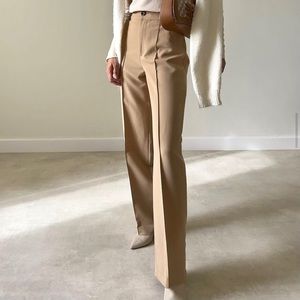 Zara straight leg trouser pants in beige tan blogger style aritzia frankie shop